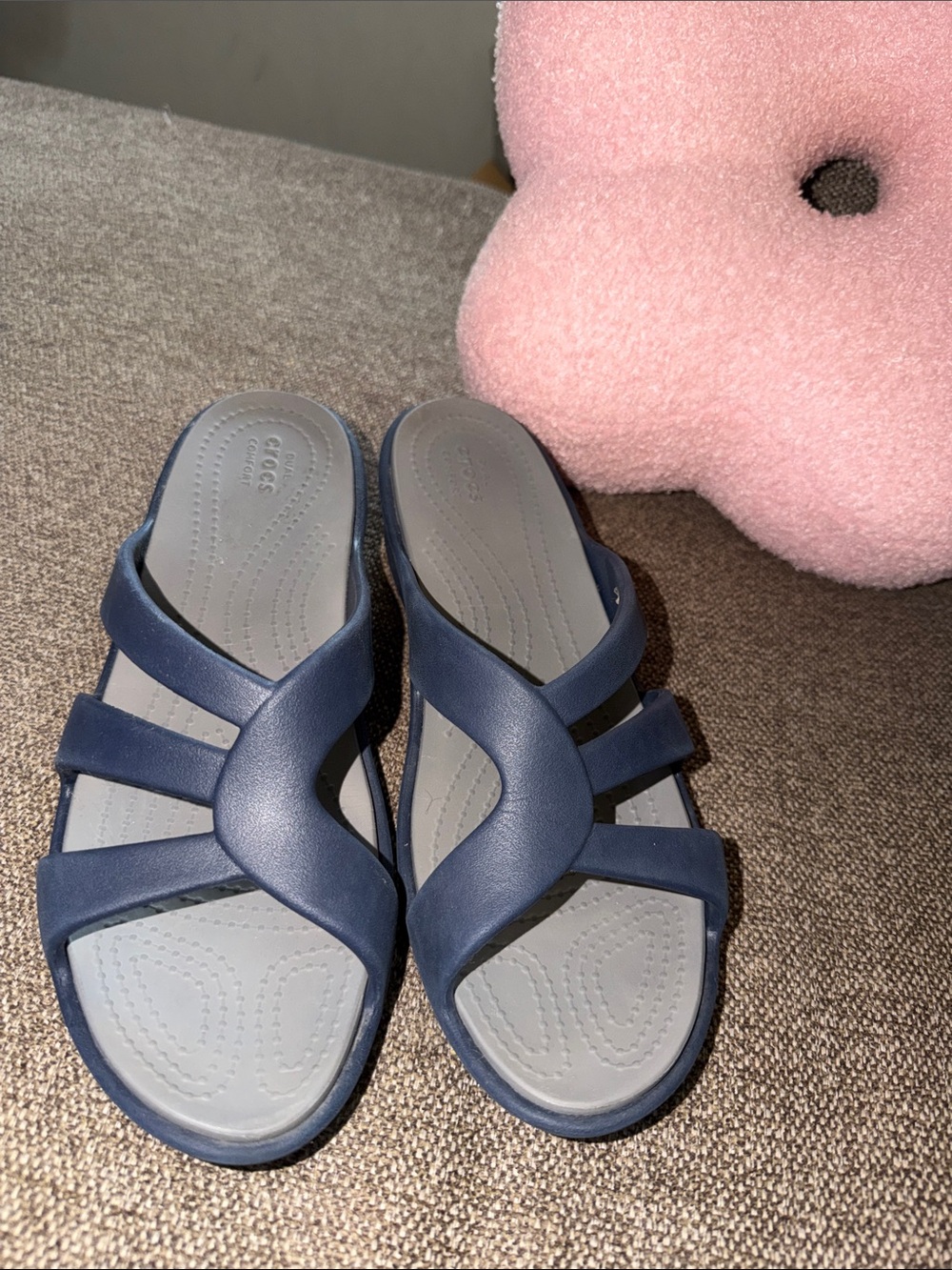 Crocs Blue Sanrah Strappy wedge Sandals size 11W slip on sandals